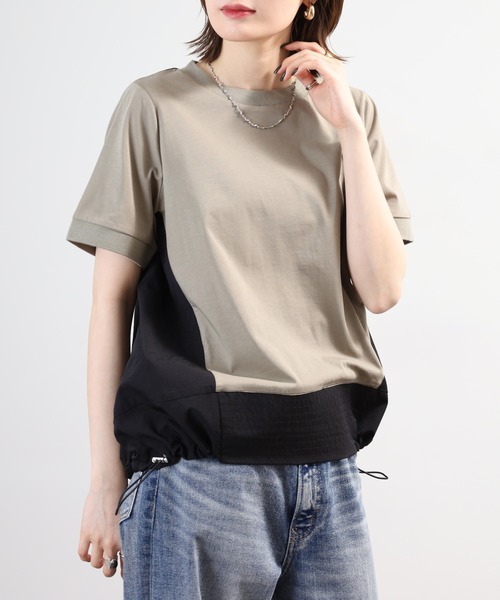 A.N.L(エーエヌエル レーベル)の「A.N.L 異素材切り替え配色プルオーバー 半袖(Tシャツ/カットソー・レディース・ブラック/モカ/ネイビー・38)」の15枚目の写真