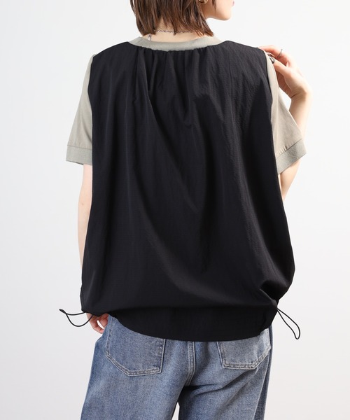 A.N.L(エーエヌエル レーベル)の「A.N.L 異素材切り替え配色プルオーバー 半袖(Tシャツ/カットソー・レディース・ブラック/モカ/ネイビー・38)」の16枚目の写真