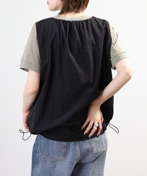 A.N.L(エーエヌエル レーベル)の「A.N.L 異素材切り替え配色プルオーバー 半袖(Tシャツ/カットソー・レディース・ブラック/モカ/ネイビー・38)」の17枚目の写真