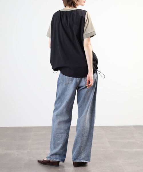 A.N.L(エーエヌエル レーベル)の「A.N.L 異素材切り替え配色プルオーバー 半袖(Tシャツ/カットソー・レディース・ブラック/モカ/ネイビー・38)」の20枚目の写真