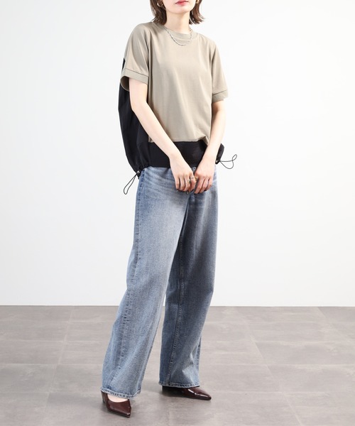 A.N.L(エーエヌエル レーベル)の「A.N.L 異素材切り替え配色プルオーバー 半袖(Tシャツ/カットソー・レディース・ブラック/モカ/ネイビー・38)」の18枚目の写真