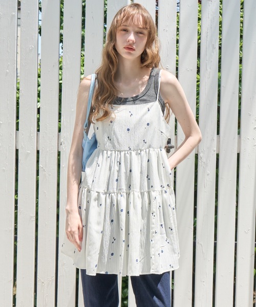 Birthday room（バースデイルーム）の「小花柄ティアードチュニック/Small floral print tiered tunic（チュニック・レディース・ホワイト/ブラック・FREE）」の22枚目の写真