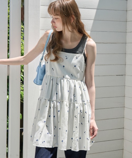 Birthday room（バースデイルーム）の「小花柄ティアードチュニック/Small floral print tiered tunic（チュニック・レディース・ホワイト/ブラック・FREE）」の6枚目の写真