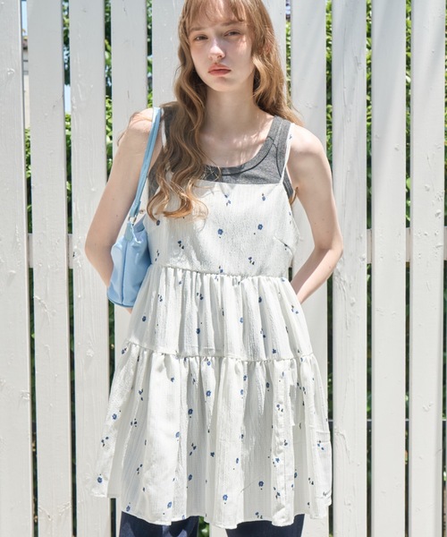 Birthday room（バースデイルーム）の「小花柄ティアードチュニック/Small floral print tiered tunic（チュニック・レディース・ホワイト/ブラック・FREE）」の8枚目の写真