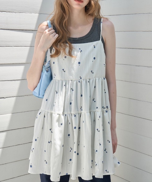 Birthday room（バースデイルーム）の「小花柄ティアードチュニック/Small floral print tiered tunic（チュニック・レディース・ホワイト/ブラック・FREE）」の21枚目の写真