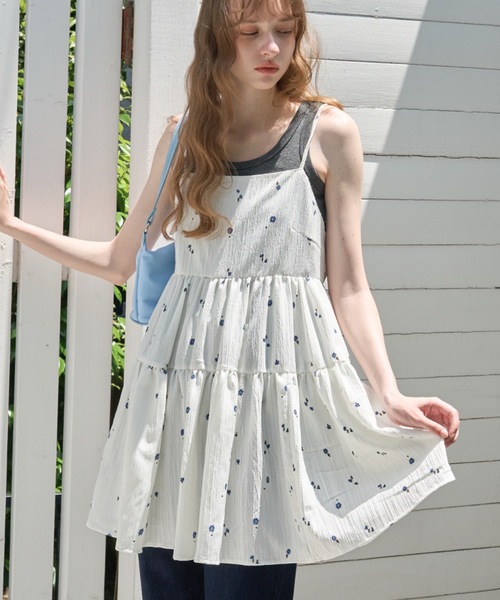 Birthday room（バースデイルーム）の「小花柄ティアードチュニック/Small floral print tiered tunic（チュニック・レディース・ホワイト/ブラック・FREE）」の22枚目の写真