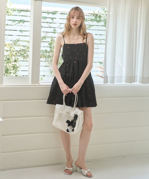 Birthday room（バースデイルーム）の「小花柄ティアードチュニック/Small floral print tiered tunic（チュニック・レディース・ホワイト/ブラック・FREE）」の17枚目の写真