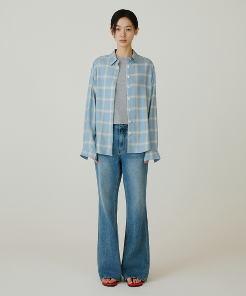 SIYAZU（シヤジュ）の「SITP5273 KUWAMURA リエルチェックシャツ_スカイブルー（シャツ/ブラウス・レディース・スカイブルー・ONE）」の4枚目の写真