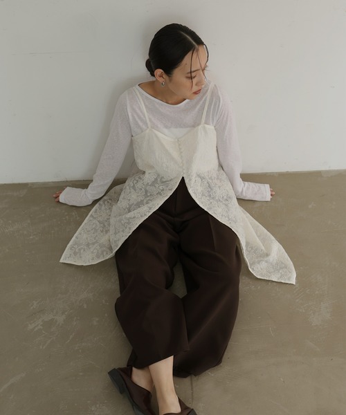 hellam(へラム)の「刺繍レースチュニックキャミワンピ(ワンピース・レディース・ブラック/アイボリー・FREE)」の1枚目の写真
