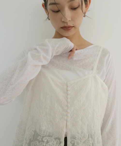 hellam(へラム)の「刺繍レースチュニックキャミワンピ(ワンピース・レディース・ブラック/アイボリー・FREE)」の4枚目の写真