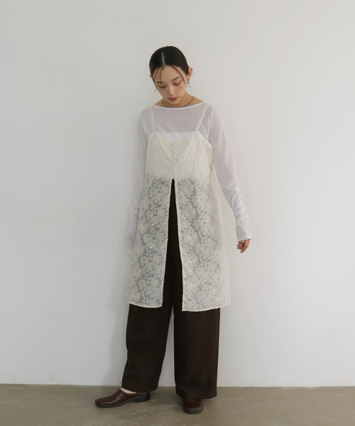 hellam(へラム)の「刺繍レースチュニックキャミワンピ(ワンピース・レディース・ブラック/アイボリー・FREE)」の6枚目の写真