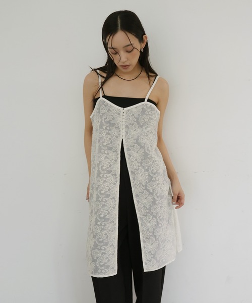 hellam(へラム)の「刺繍レースチュニックキャミワンピ(ワンピース・レディース・ブラック/アイボリー・FREE)」の10枚目の写真