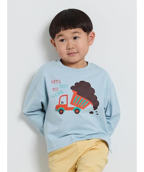 Samansa Mos2 Lagom(サマンサモスモスラーゴム)の「はたらく車プリントロンT(Tシャツ/カットソー・キッズ・イエロー/ネイビー/サックスブルー・95/120/110/100/130)」の4枚目の写真