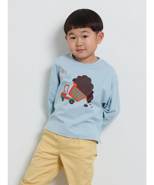 Samansa Mos2 Lagom(サマンサモスモスラーゴム)の「はたらく車プリントロンT(Tシャツ/カットソー・キッズ・イエロー/ネイビー/サックスブルー・95/120/110/100/130)」の5枚目の写真