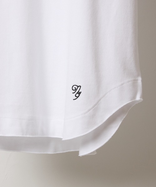 PREMIUM COTTON CURVED HEM HENRY NECK T-SHIRT / プレミアム コットン