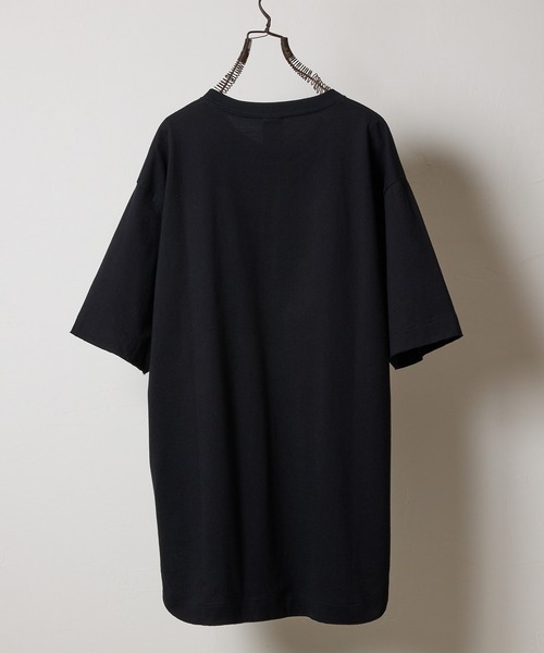 PREMIUM COTTON CURVED HEM HENRY NECK T-SHIRT / プレミアム コットン