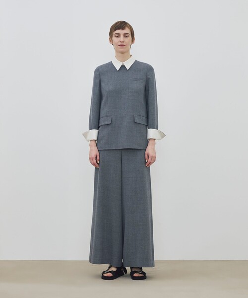 DES PRES（デ・プレ）の「ウールジョーゼット ワイドフレアパンツ（スラックス・レディース・ブラック/グレー・36/34）」の3枚目の写真