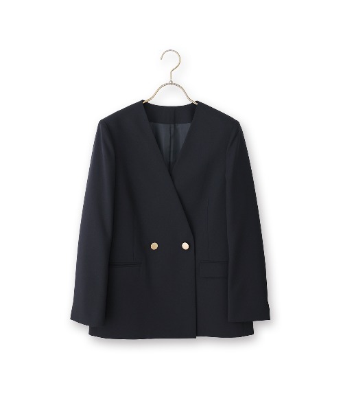 AOYAMA(アオヤマ)の「Vカラー2ボタンダブルジャケット【セットアップ着用可】(スーツジャケット・レディース・ベージュ/ネイビー・S/M/L)」の18枚目の写真