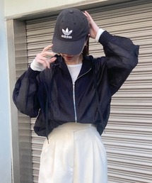 ISOOK | フードシアーブルゾン(kiharu select) / 春アウター オーバーサイズ 透け感 パーカー フルジップ 羽織り ベージュ ブラック(ブルゾン)