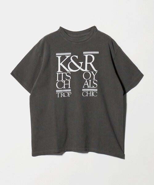 KURO(クロ)の「<KURO>ROUND SHAPE DYED TEE K&R/プリント Tシャツ(Tシャツ/カットソー・メンズ・ブラック・M/L)」の1枚目の写真