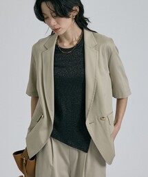 qualite | 【接触冷感＆セットアップ対応】ライトデニムハーフスリーブジャケット/春服/夏服/オフィスカジュアル/きれいめ(テーラードジャケット)