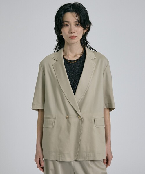 qualite（カリテ）の「【接触冷感＆セットアップ対応】ライトデニムハーフスリーブジャケット/春服/夏服/オフィスカジュアル/きれいめ（テーラードジャケット・レディース・インディゴブルー/ベージュ・38/36）」の17枚目の写真