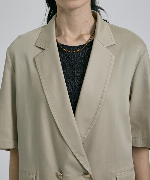 qualite（カリテ）の「【接触冷感＆セットアップ対応】ライトデニムハーフスリーブジャケット/春服/夏服/オフィスカジュアル/きれいめ（テーラードジャケット・レディース・インディゴブルー/ベージュ・38/36）」の20枚目の写真