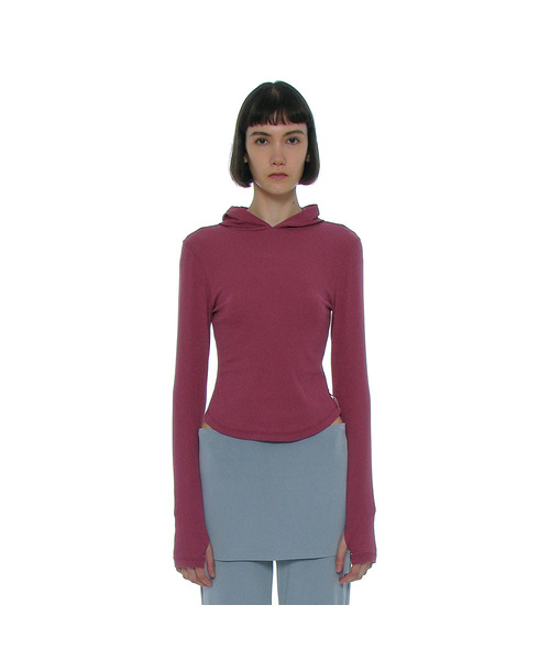 PARTIMENTO WOMEN(パルティメントウィメン)の「PWC フードパーカー ロングスリーブTシャツ_5カラー(パーカー・レディース・ライトブルー/ブラック/ブラウン/グレー/プラム・SMALL/MEDIUM/LARGE)」の5枚目の写真