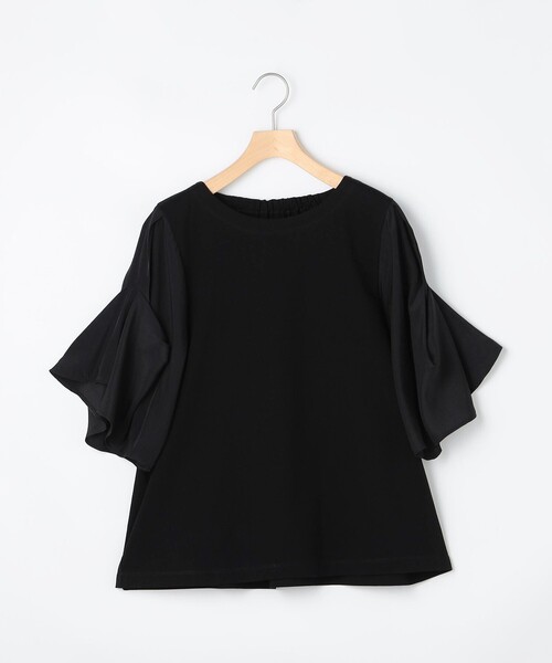 MICO COULIER(ミコクリエ)の「袖タック切替シルケット天竺カットソープルオーバー(Tシャツ/カットソー・レディース・オフホワイト/ブラック/カーキ・38)」の3枚目の写真