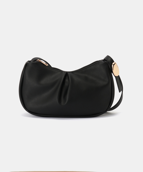 B.C STOCK（ベーセーストック）の「ギャザーデザインバッグ（ショルダーバッグ・レディース・ブラック/イエロー/ブラウン・FREE）」の2枚目の写真