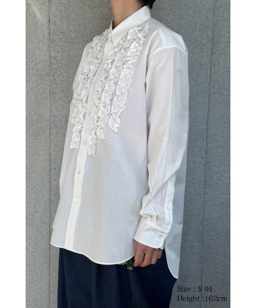 KEITA MARUYAMA（ケイタマルヤマ）の「Frill Shirt（シャツ/ブラウス・レディース・ホワイト/ネイビー・MEDIUM/SMALL）」の8枚目の写真