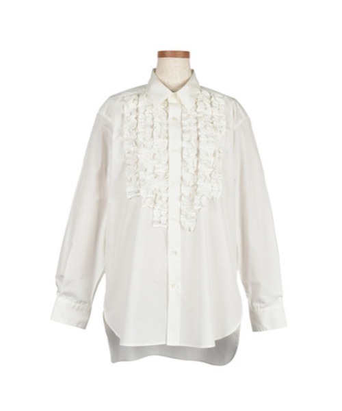 KEITA MARUYAMA（ケイタマルヤマ）の「Frill Shirt（シャツ/ブラウス・レディース・ホワイト/ネイビー・MEDIUM/SMALL）」の3枚目の写真
