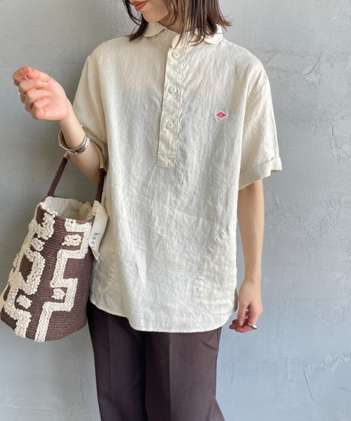 DANTON（ダントン）の「[DANTON/ダントン] ラウンドカラー プルオーバーリネンシャツ（シャツ/ブラウス・レディース・チャコールグレー/ライトベージュ/ホワイト・38/42/40）」の11枚目の写真