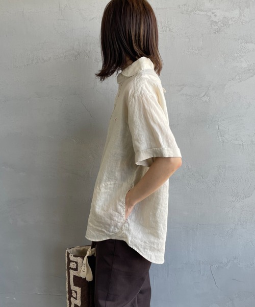 DANTON（ダントン）の「[DANTON/ダントン] ラウンドカラー プルオーバーリネンシャツ（シャツ/ブラウス・レディース・チャコールグレー/ライトベージュ/ホワイト・38/42/40）」の12枚目の写真