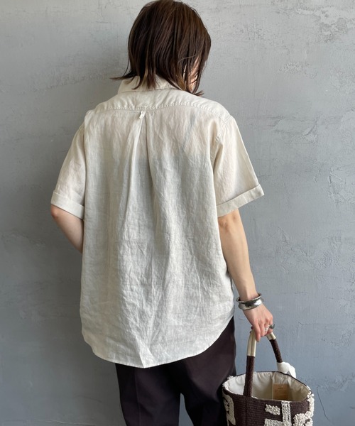 DANTON（ダントン）の「[DANTON/ダントン] ラウンドカラー プルオーバーリネンシャツ（シャツ/ブラウス・レディース・チャコールグレー/ライトベージュ/ホワイト・38/42/40）」の13枚目の写真