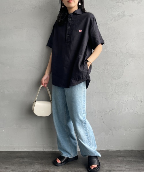 DANTON/ダントン　ラウンドカラー プルオーバーリネンシャツ DANTON/ダントン] ラウンドカラー プルオーバーリネンシャツ（シャツ