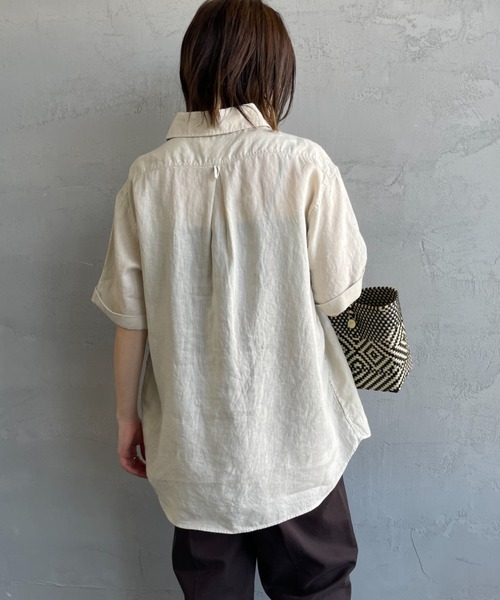 DANTON（ダントン）の「[DANTON/ダントン] ラウンドカラー プルオーバーリネンシャツ（シャツ/ブラウス・レディース・チャコールグレー/ライトベージュ/ホワイト・38/42/40）」の17枚目の写真