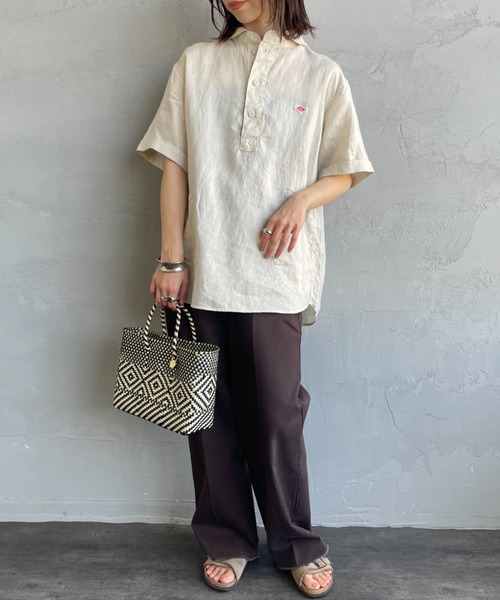 DANTON/ダントン　ラウンドカラー プルオーバーリネンシャツ DANTON/ダントン] ラウンドカラー プルオーバーリネンシャツ（シャツ