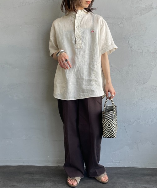 DANTON（ダントン）の「[DANTON/ダントン] ラウンドカラー プルオーバーリネンシャツ（シャツ/ブラウス・レディース・チャコールグレー/ライトベージュ/ホワイト・38/42/40）」の9枚目の写真