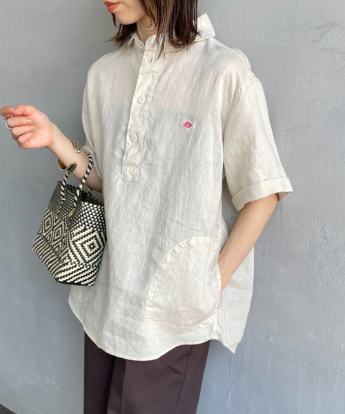 DANTON（ダントン）の「[DANTON/ダントン] ラウンドカラー プルオーバーリネンシャツ（シャツ/ブラウス・レディース・チャコールグレー/ライトベージュ/ホワイト・38/42/40）」の14枚目の写真