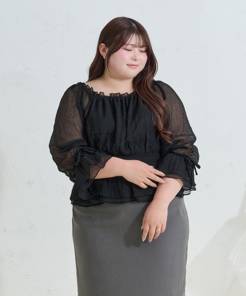 Louiosy(ルオシー)の「【Louiosy】アソートシフォンシャーリングブラウス(シャツ/ブラウス・レディース・オフホワイト/グレイッシュベージュ/ブルー系その他/ピンク/ブラック/アイボリー・4L/3L/X-LARGE)」の9枚目の写真