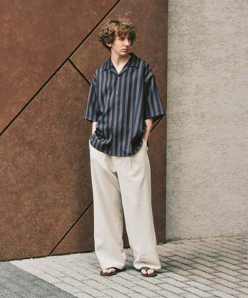 417 EDIFICE(フォーワンセブンエディフィス)の「【EVALET / エバレット】オープンカラーシャツ "セットアップ着用可能"(シャツ/ブラウス・メンズ・アイボリー/ブラック/ダークブルー/ベージュ/ベージュ系その他・LARGE/MEDIUM/SMALL)」の6枚目の写真