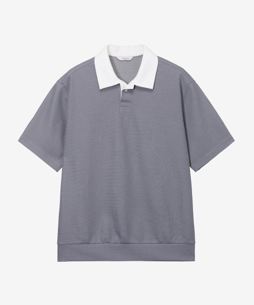 MINDBRIDGE(マインドブリッジ)の「ワッフル生地配色カラーセミオーバーTシャツ - 2色(ポロシャツ・メンズ・グレー/ブラウン・95/100/105/110)」の8枚目の写真