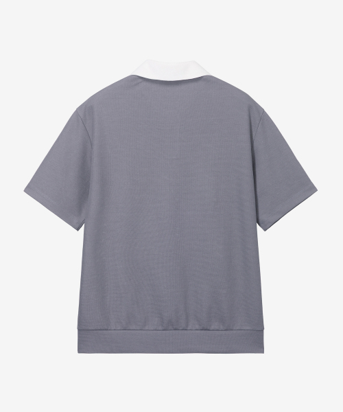MINDBRIDGE(マインドブリッジ)の「ワッフル生地配色カラーセミオーバーTシャツ - 2色(ポロシャツ・メンズ・グレー/ブラウン・95/100/105/110)」の7枚目の写真