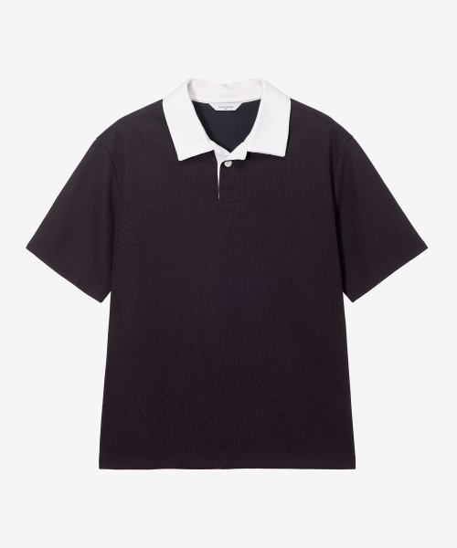 MINDBRIDGE(マインドブリッジ)の「ワッフル生地配色カラーセミオーバーTシャツ - 2色(ポロシャツ・メンズ・グレー/ブラウン・95/100/105/110)」の6枚目の写真