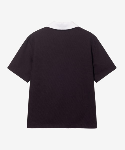 MINDBRIDGE(マインドブリッジ)の「ワッフル生地配色カラーセミオーバーTシャツ - 2色(ポロシャツ・メンズ・グレー/ブラウン・95/100/105/110)」の5枚目の写真