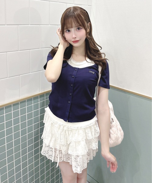 one way(ワンウェイ)の「ホルターネックレイヤードトップス(Tシャツ/カットソー・レディース・ブラック×グレー/ホワイト×ネイビー/グレー×ピンク/ネイビー×ホワイト・FREE)」の4枚目の写真