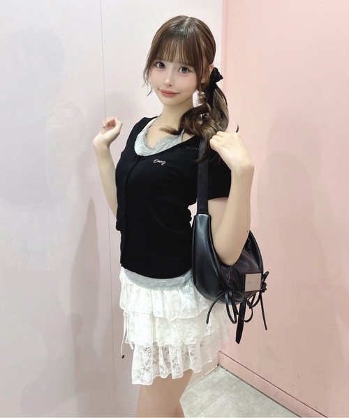 one way(ワンウェイ)の「ホルターネックレイヤードトップス(Tシャツ/カットソー・レディース・ブラック×グレー/ホワイト×ネイビー/グレー×ピンク/ネイビー×ホワイト・FREE)」の8枚目の写真