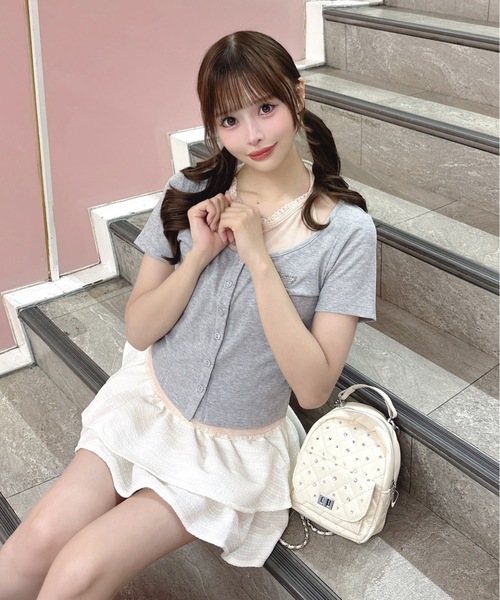 one way(ワンウェイ)の「ホルターネックレイヤードトップス(Tシャツ/カットソー・レディース・ブラック×グレー/ホワイト×ネイビー/グレー×ピンク/ネイビー×ホワイト・FREE)」の10枚目の写真