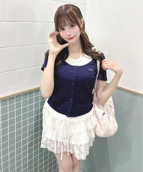 one way(ワンウェイ)の「ホルターネックレイヤードトップス(Tシャツ/カットソー・レディース・ブラック×グレー/ホワイト×ネイビー/グレー×ピンク/ネイビー×ホワイト・FREE)」の5枚目の写真